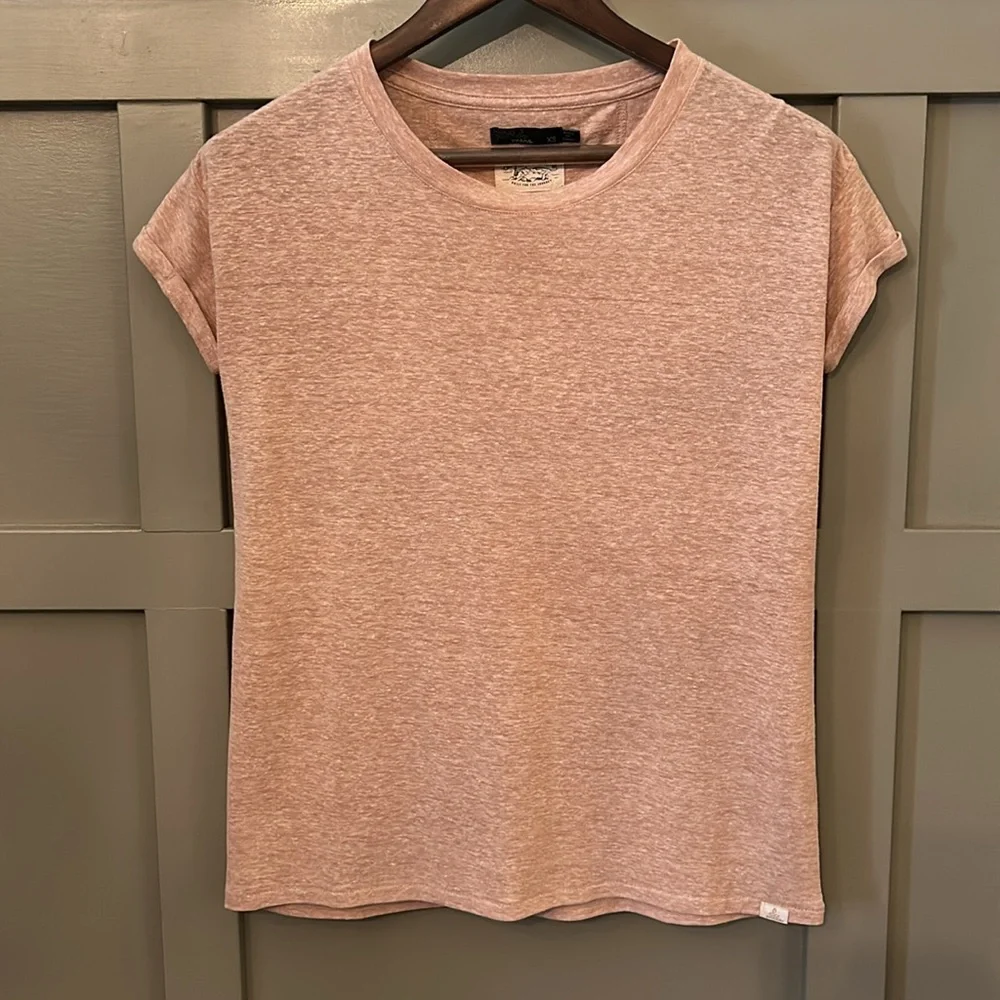 Prana Cozy Up T-Shirt Tee Shirt Hemp Tencel Light Pink Heather Size XS